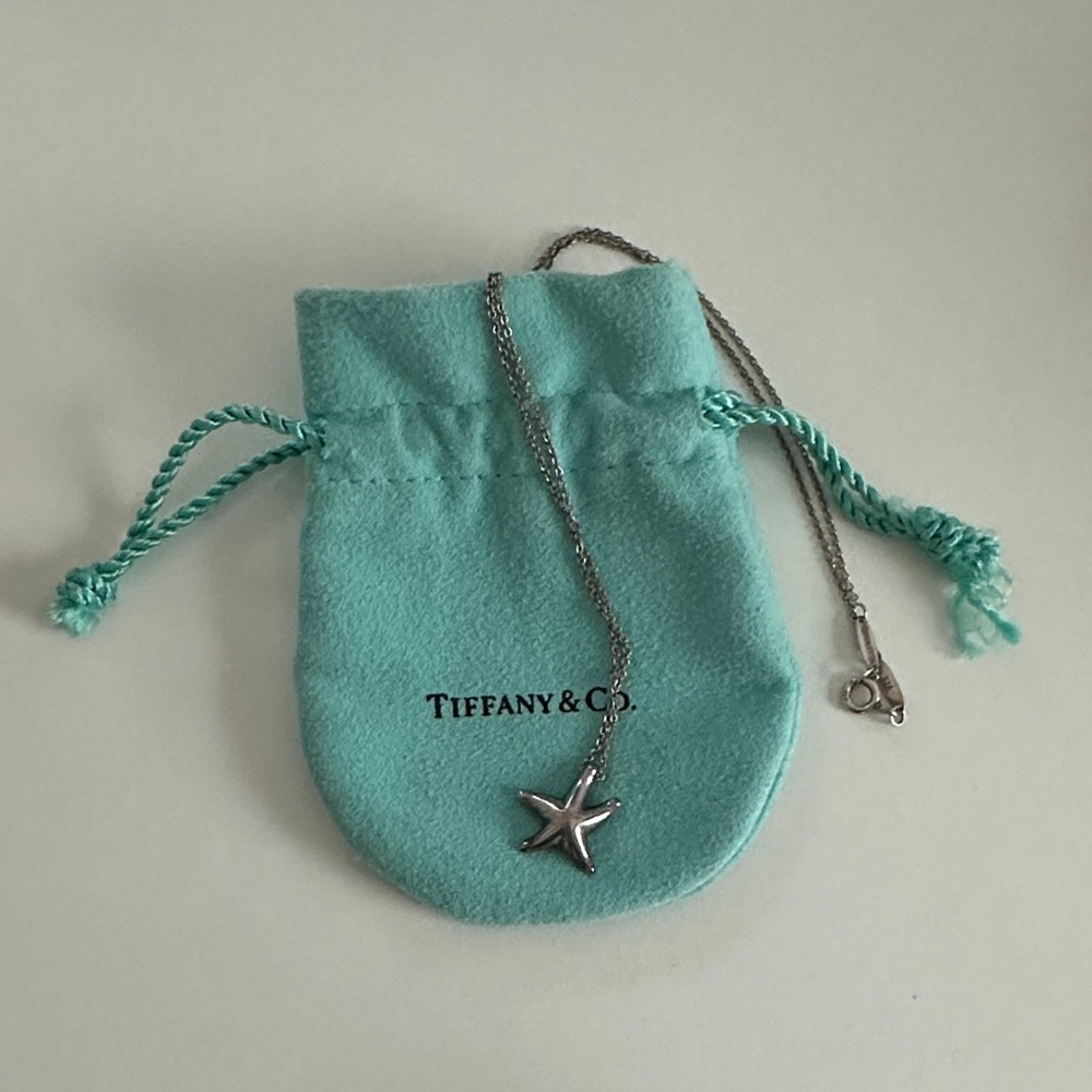 Tiffany & Co. Silver Starfish Pendant with Blue Pouch